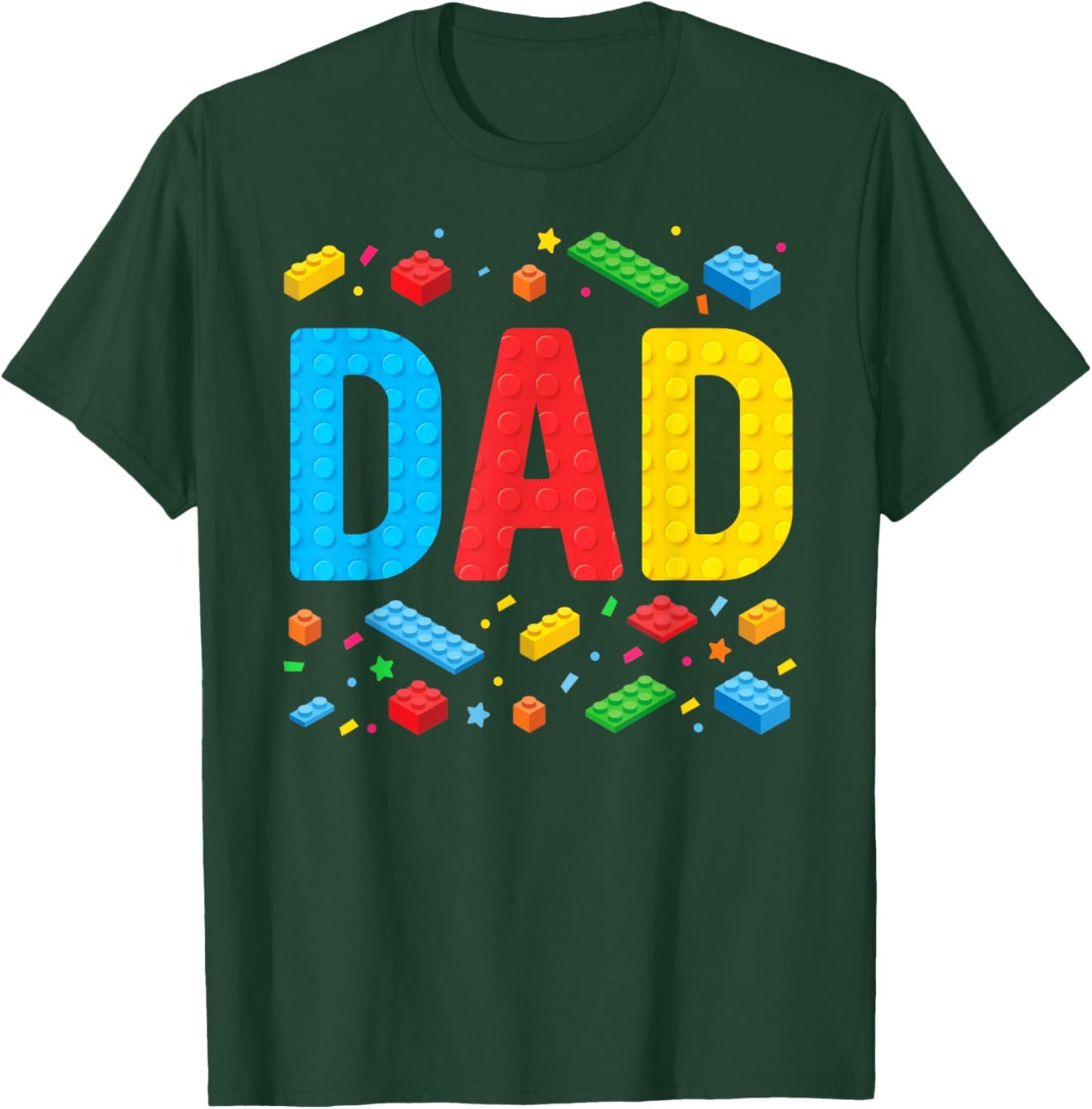 Dad Master Builder Building Bricks Blocks Family Fathers Day T-Shirt - T-Shirt | Forest