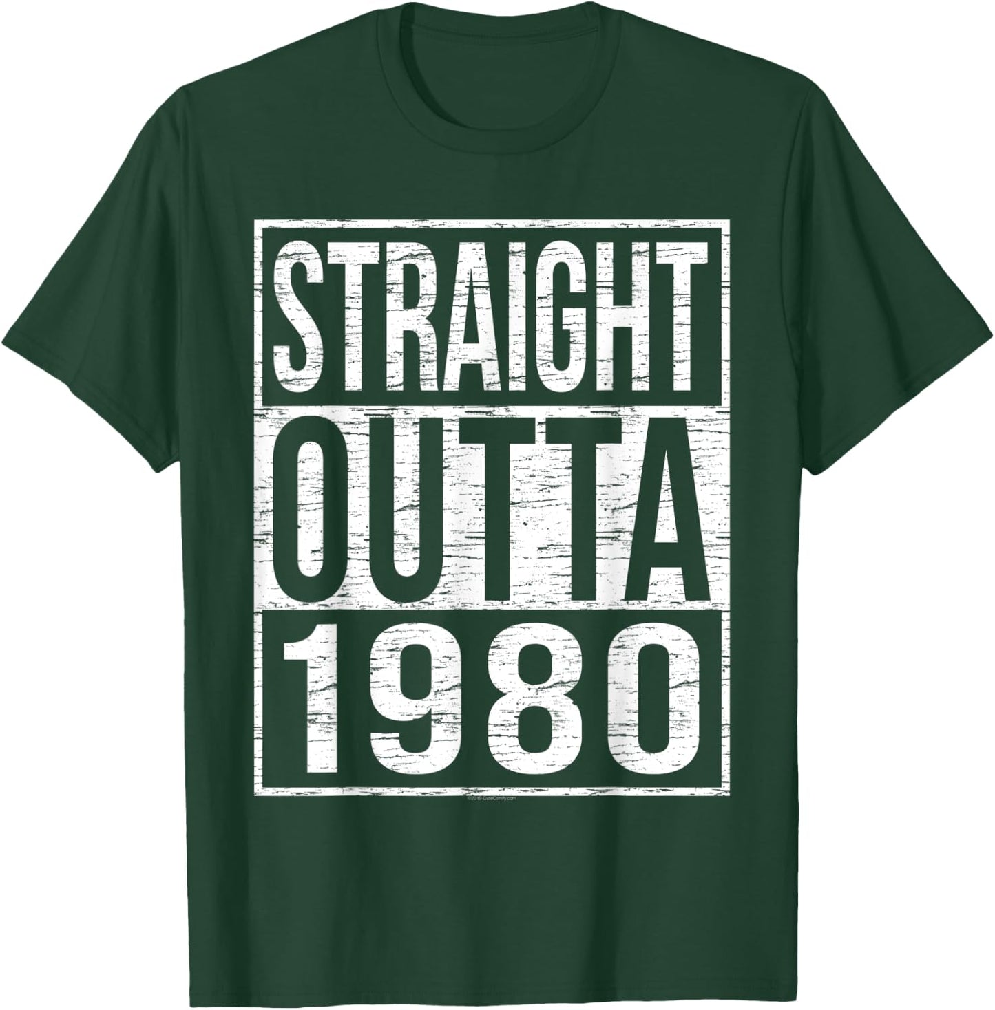 Straight Outta 1980 Funny Rustic Street 80s Birthday Gift T-Shirt - T-Shirt | Forest