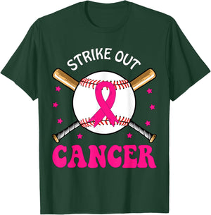 Strike Out Breast Cancer Baseball Pink Ribbon T-Shirt - T-Shirt | Forest