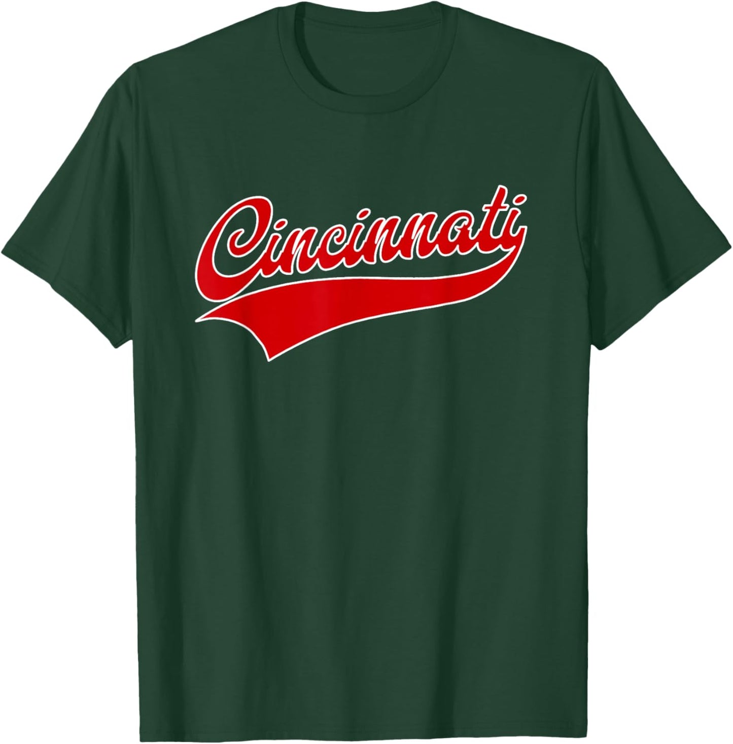 Cincinnati - Athletic Throwback Design Print - Classic T-Shirt - T-Shirt | Forest