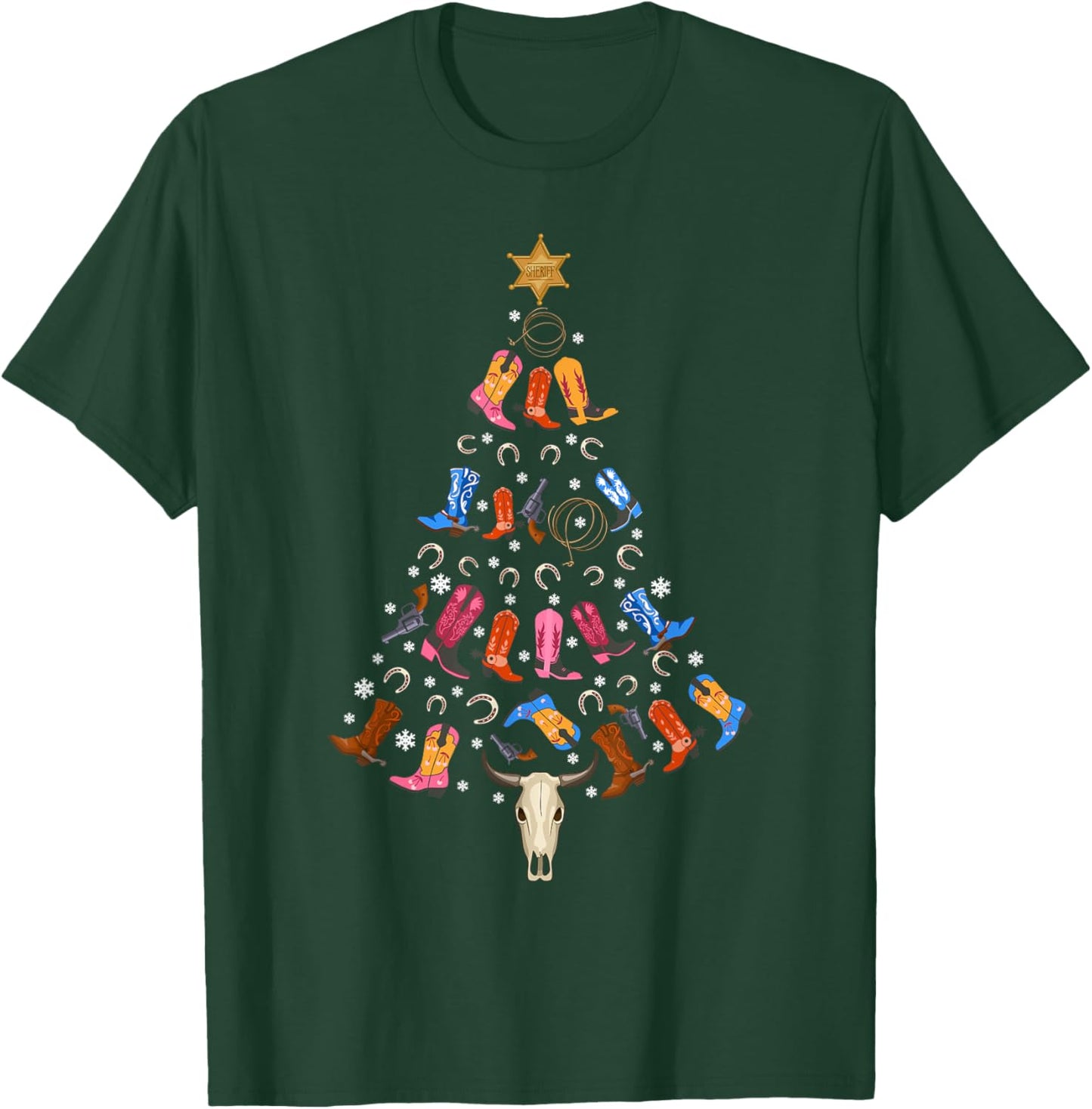 Funny Cowboy Gift Men Women Kids Ugly Christmas Cowboy T-Shirt - T-Shirt | Forest