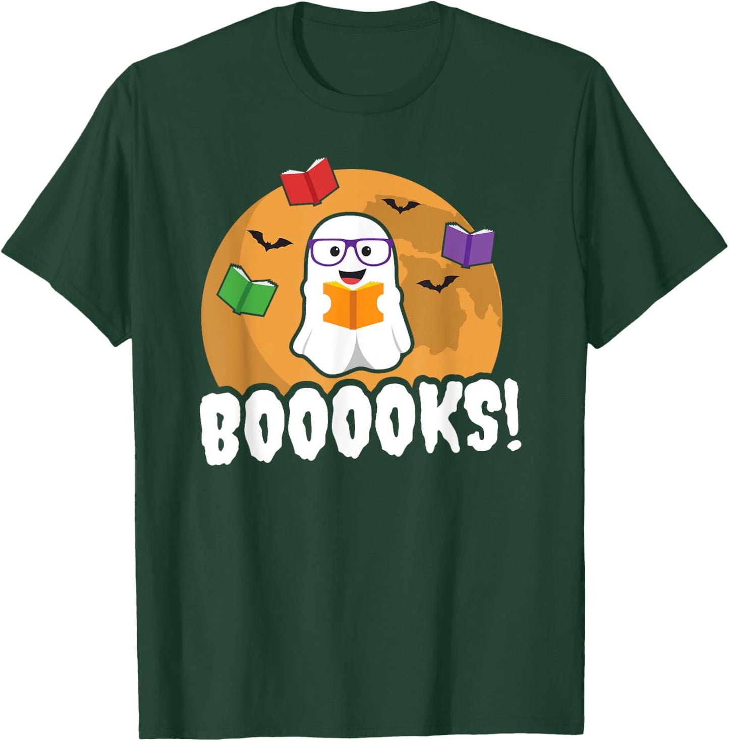 Booooks Ghost T Shirt Boo Read Books Library Funny Gift T-Shirt - T-Shirt | Forest