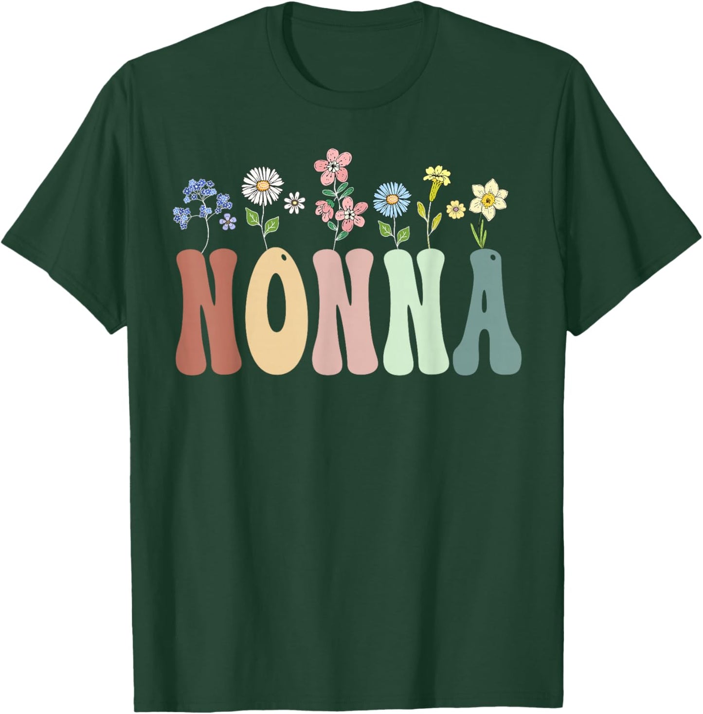 Nonna Gifts Women Wildflower Floral Design Nonna T-Shirt - T-Shirt | Forest