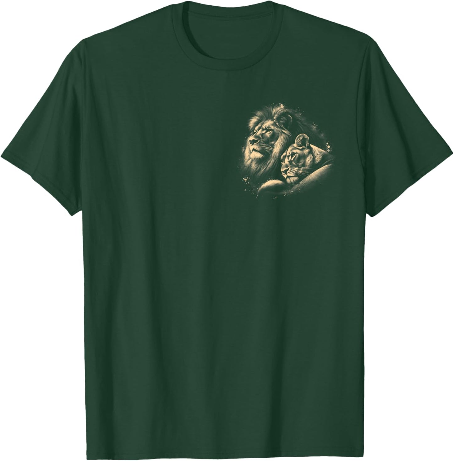Lion and Lioness - Love, Loyalty and Partnership on Chest T-Shirt - T-Shirt | Forest