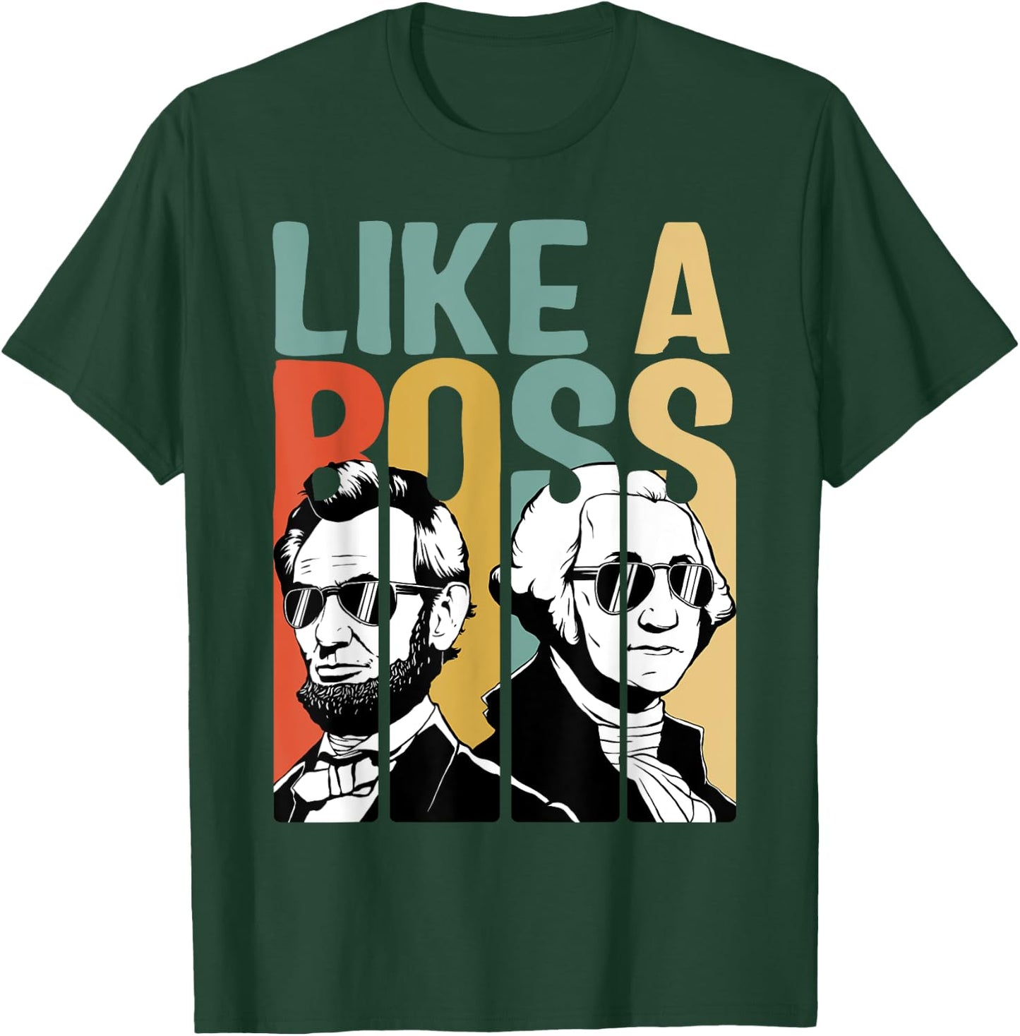 American History Co. Presidents Day Washington Lincoln Abe George - Black, , Short Sleeve, Classic Fit, Small T-Shirt - T-Shirt | Forest