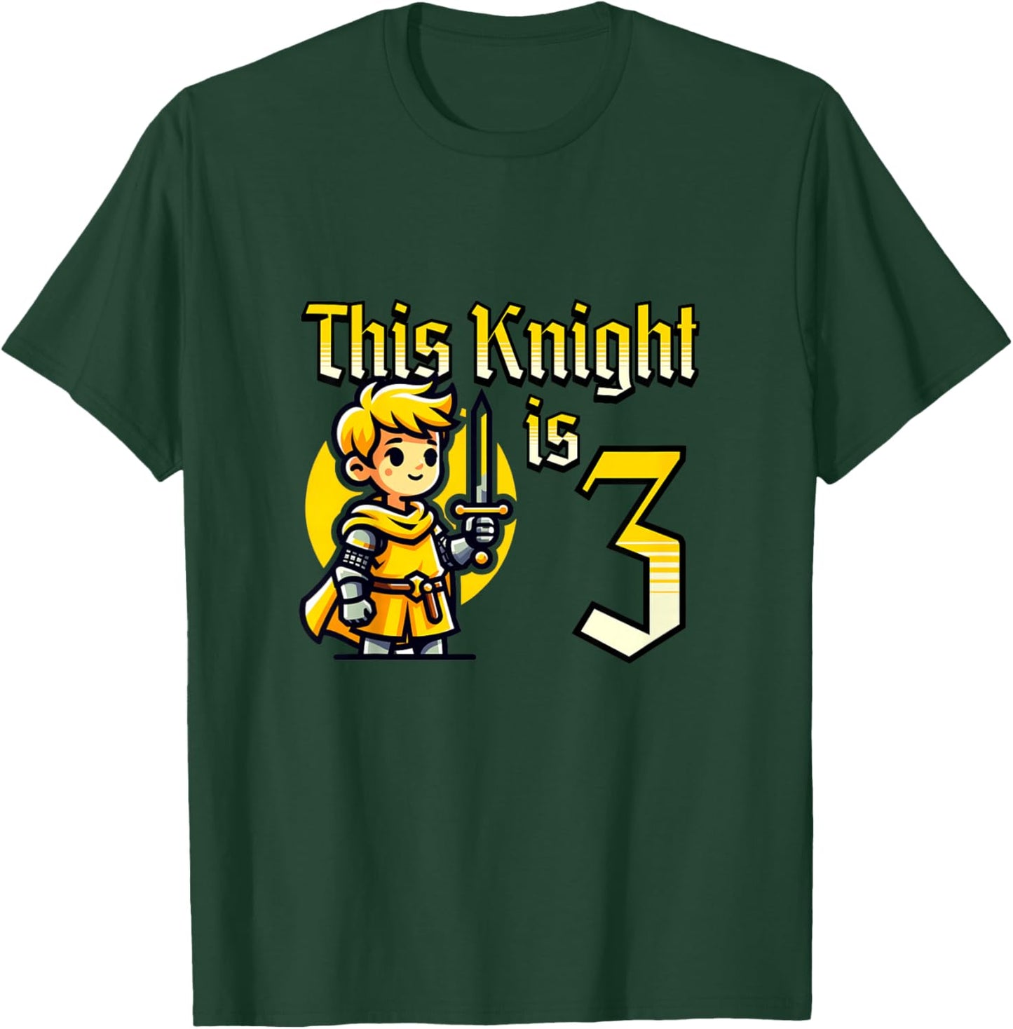 Kids Medieval Knight Sword 3 Year Old 3rd Birthday Boy T-Shirt - T-Shirt | Forest