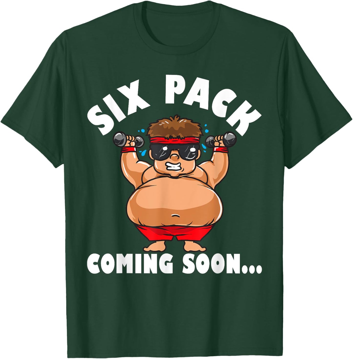 Men Funny Gym Six Pack Coming Soon - Cartoon design T-Shirt - T-Shirt | Forest