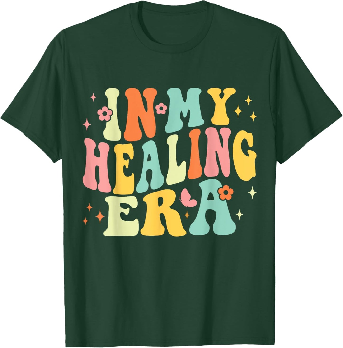 In My Healing Era Groovy Retro Mental Health Awareness Month T-Shirt - T-Shirt | Forest