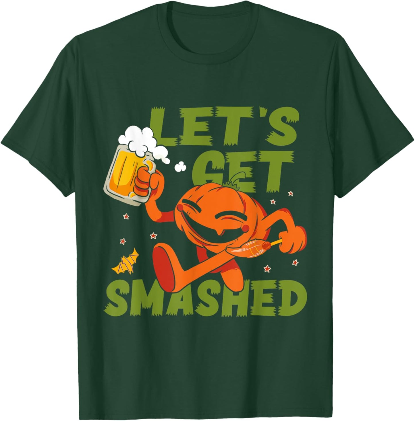 Beer Halloween Let's Get Smashed Halloween Beer Pumpkin T-Shirt - T-Shirt | Forest
