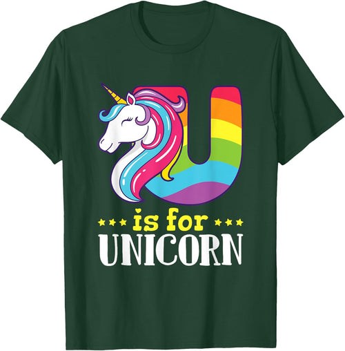 U Is for Unicorn Cute Alphabet Rainbow