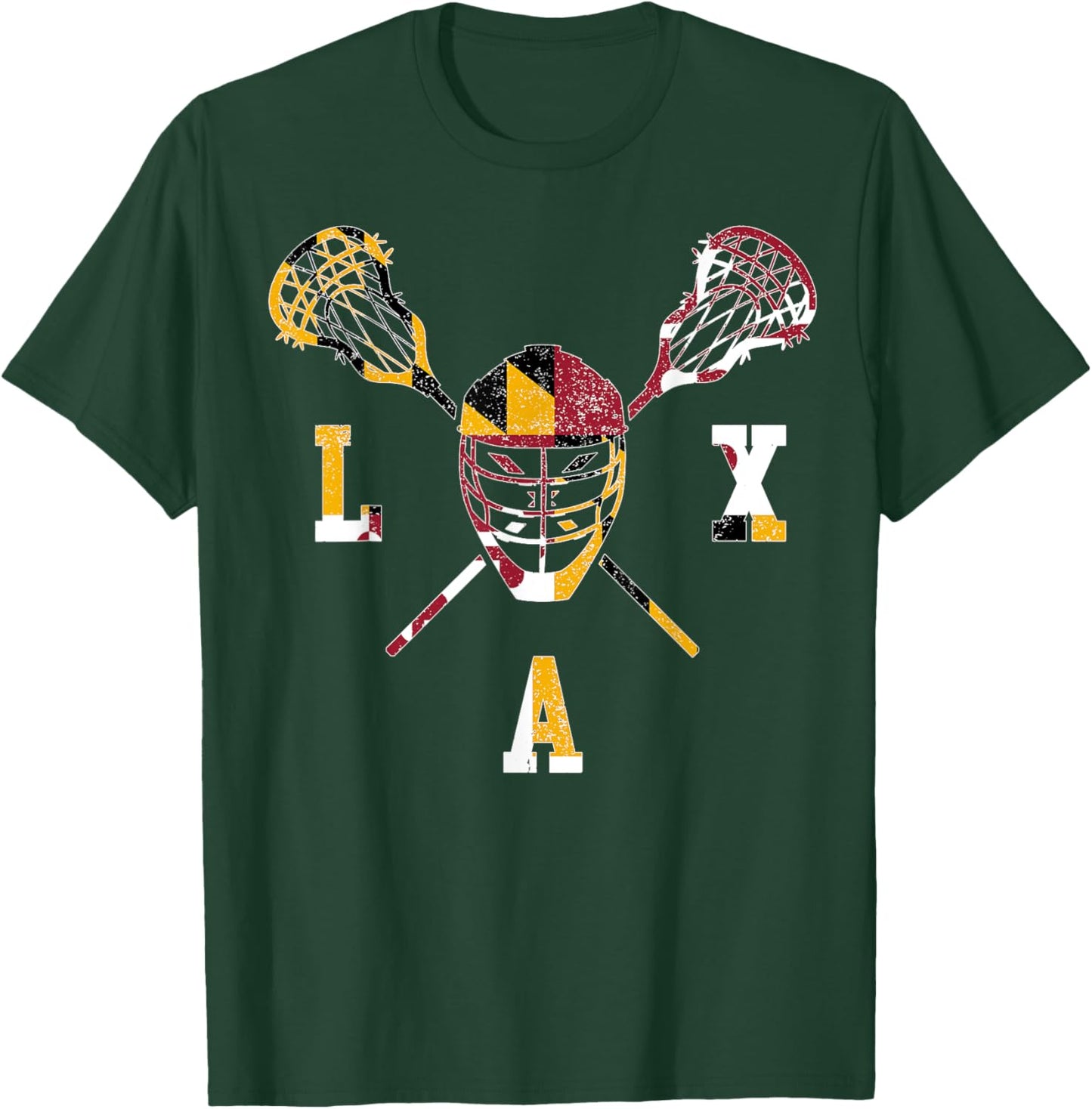 Maryland Lacrosse Lover Maryland Flag Family Vacation T-Shirt - T-Shirt | Forest