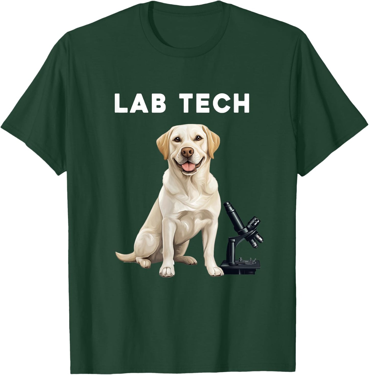Funny Lab Tech Design featuring a Labrador Dog for Scientist T-Shirt - T-Shirt | Forest
