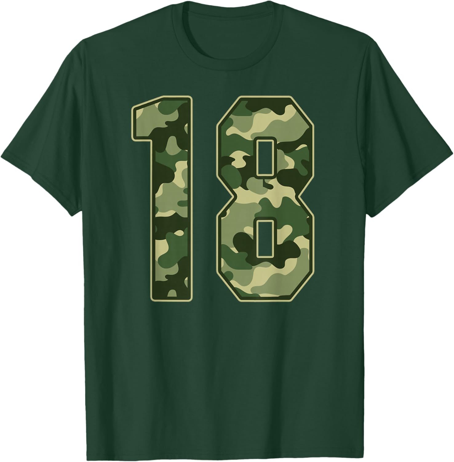 Camo #18 Jersey Number 18 Uniform Fan Favorite Player T-Shirt - T-Shirt | Forest