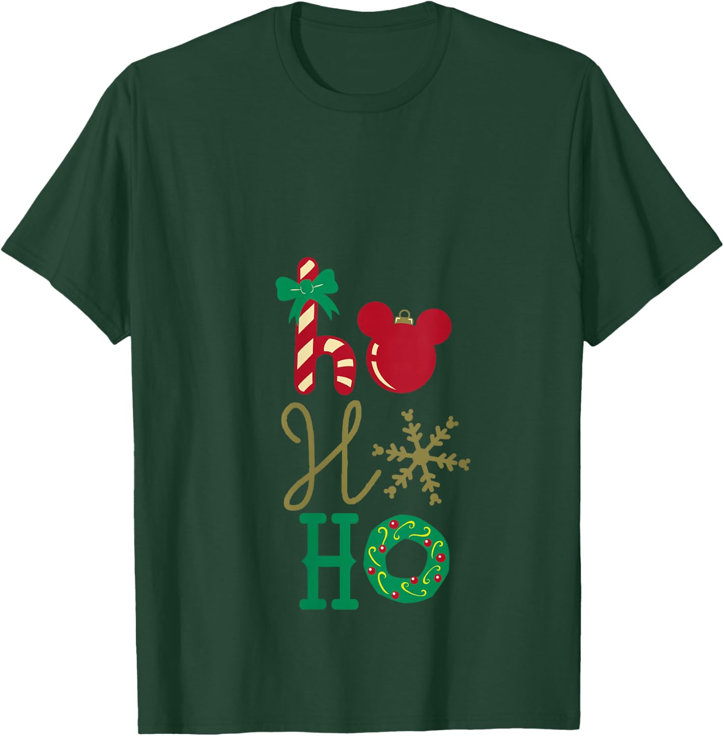 Disney Mickey Icon Ho Ho Ho Holiday V-Neck T-Shirt - T-Shirt | Forest