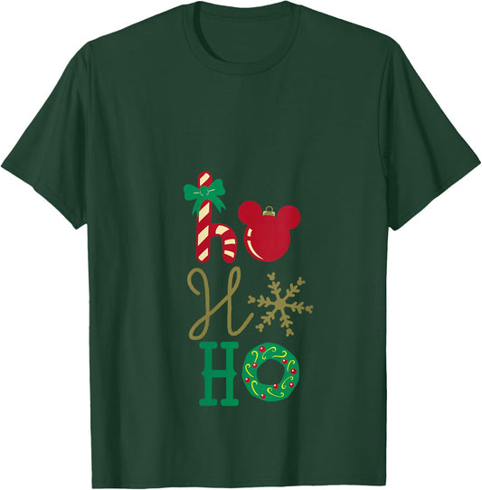 Disney Mickey Icon Ho Ho Ho Holiday V-Neck T-Shirt - T-Shirt | Forest