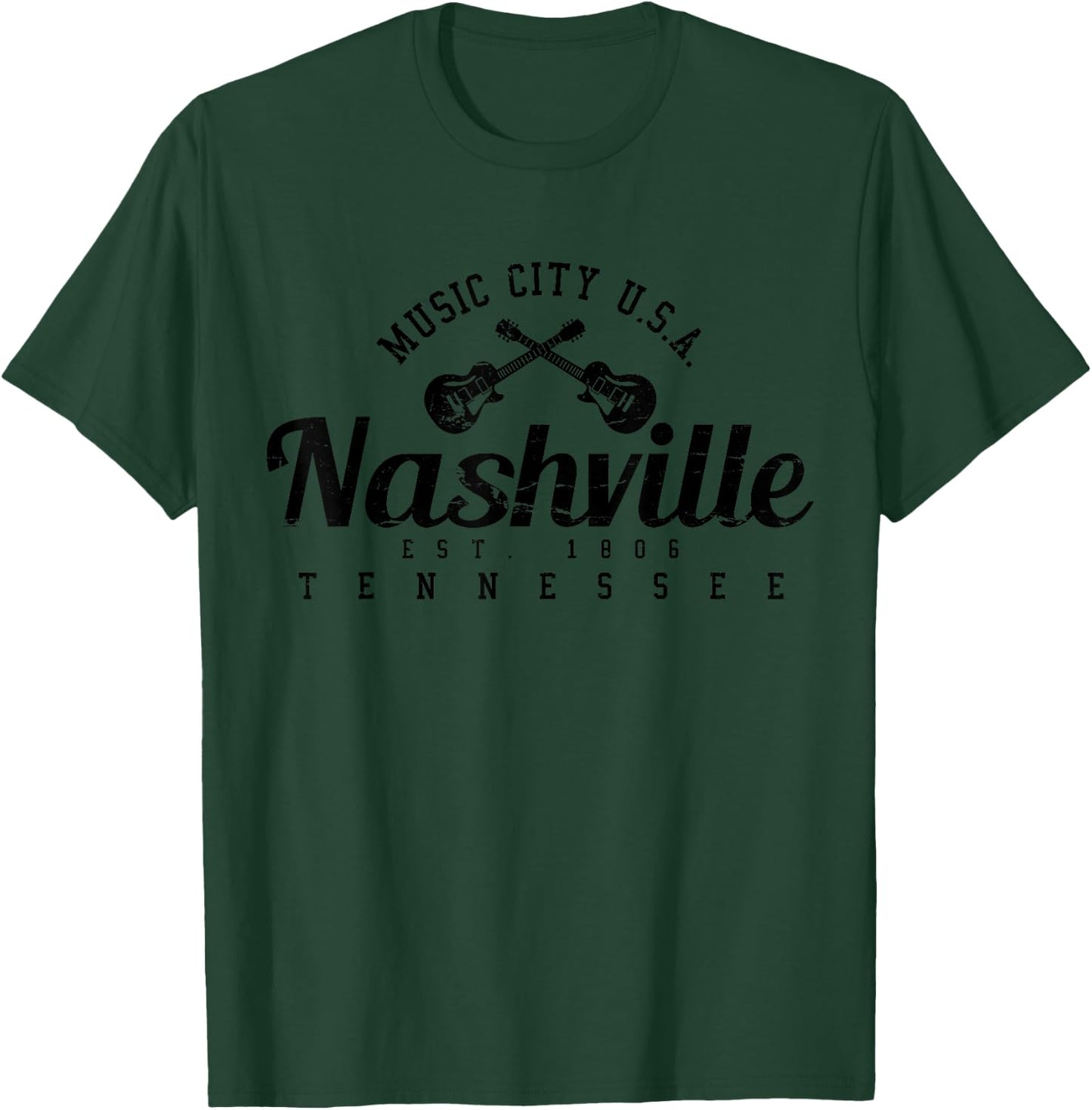 Nashville Tennessee Country Music City Guitar T-Shirt - T-Shirt | Forest