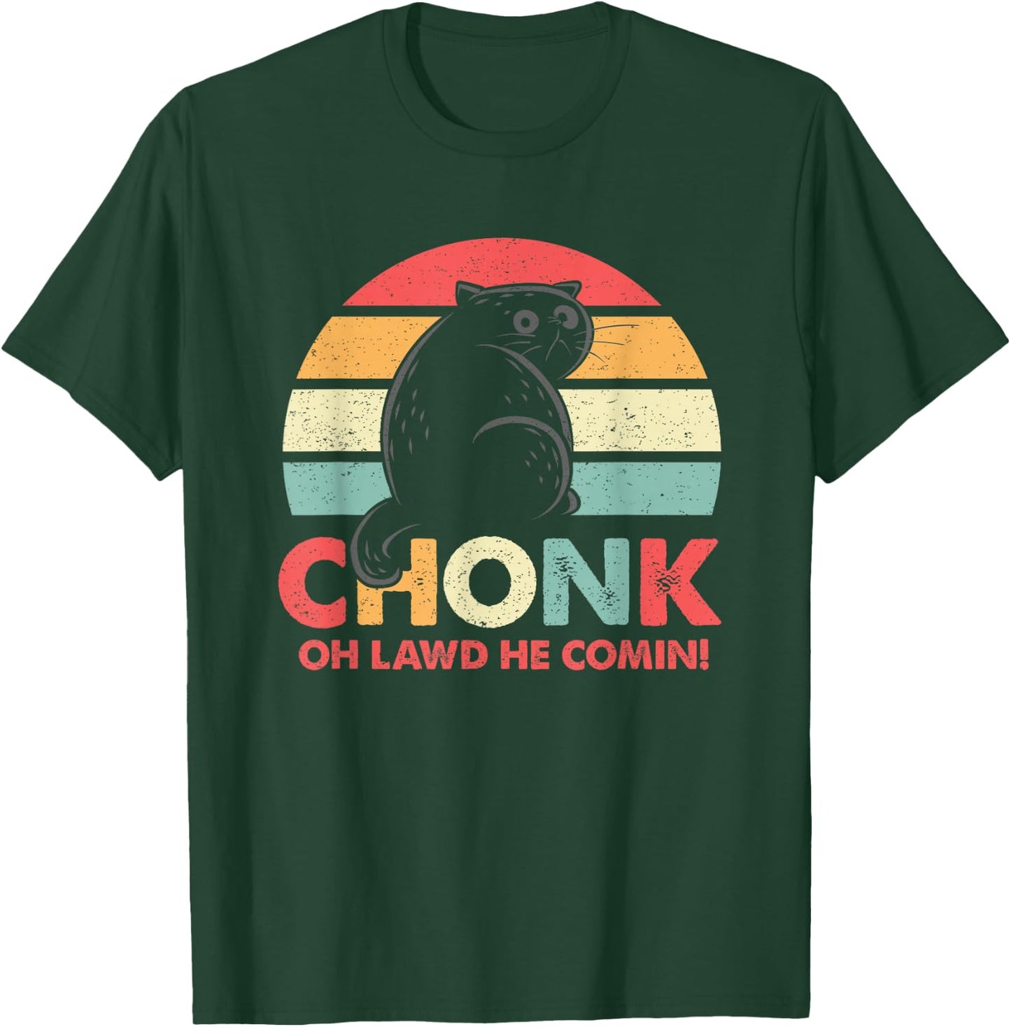 Funny Meme Chonky Cat Scale Retro Style T-Shirt - T-Shirt | Forest