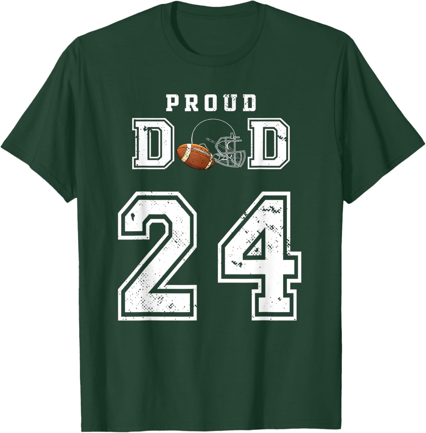 Custom Proud Football Dad Number 24 Personalized T-Shirt - T-Shirt | Forest