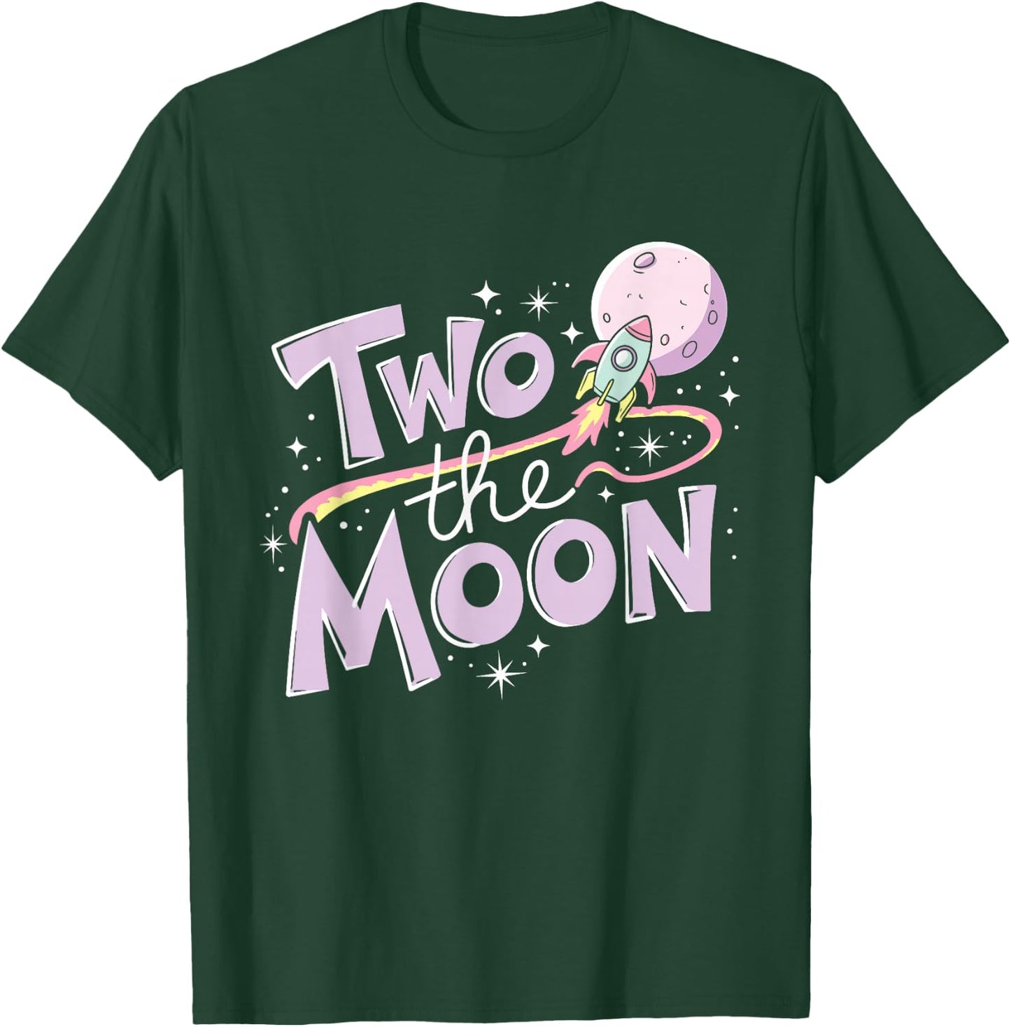 Two The Moon 2nd Birthday Girl Boy 2 Year Old Toddler T-Shirt - T-Shirt | Forest