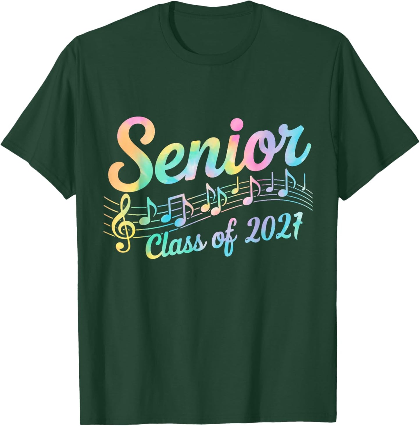 2027 Senior Choir Band Orchestra Class of 2027 Music Notes T-Shirt - T-Shirt | Forest