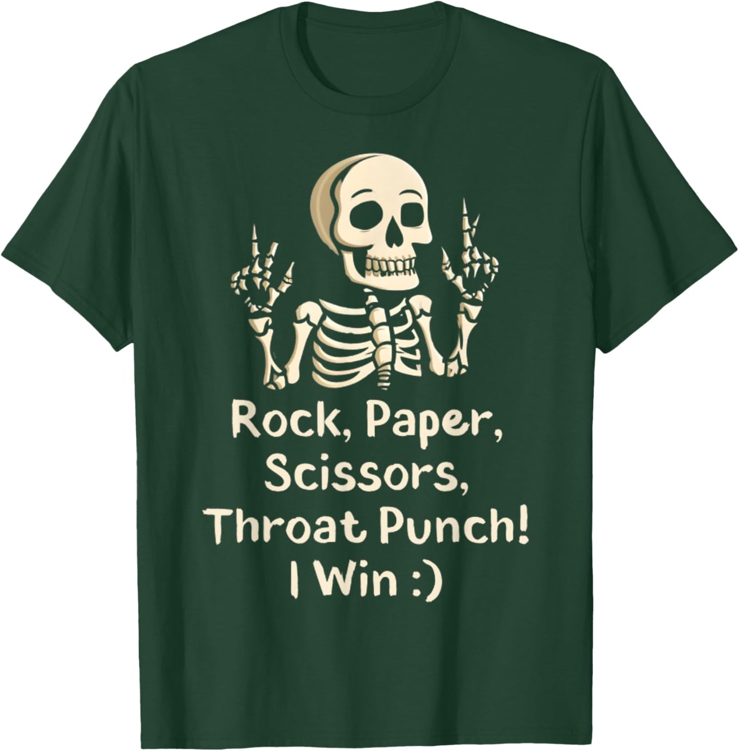 Rock, Paper Scissors Throat Punch I Win Funny Skeleton Meme T-Shirt - T-Shirt | Forest