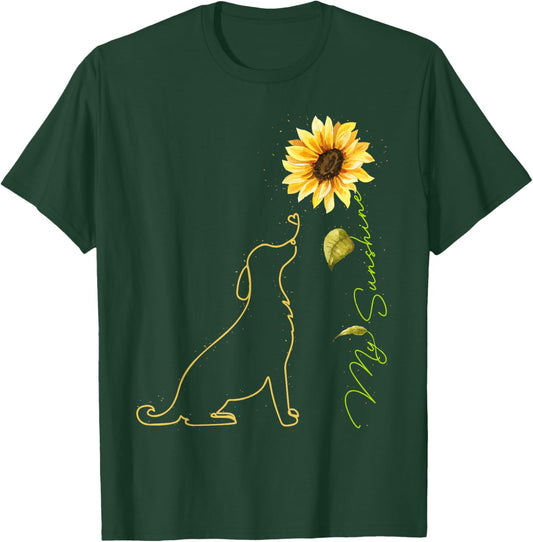 Dog Sunflower, Cute Dog Sunshine Dog Lover | Dog Owner T-Shirt - T-Shirt | Forest
