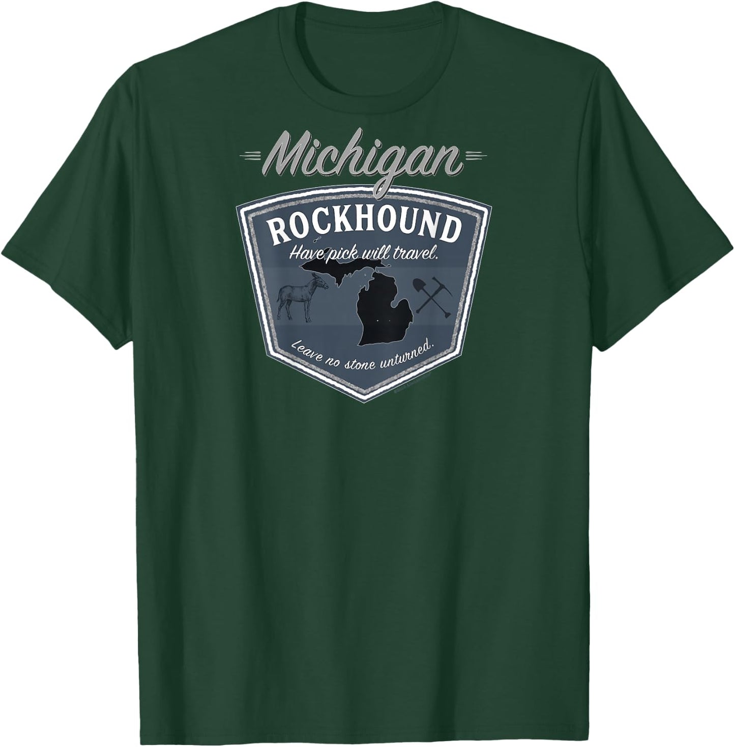 Michigan Rockhound ~ Rock Collector Gear ~ Back Side Print T-Shirt - T-Shirt | Forest