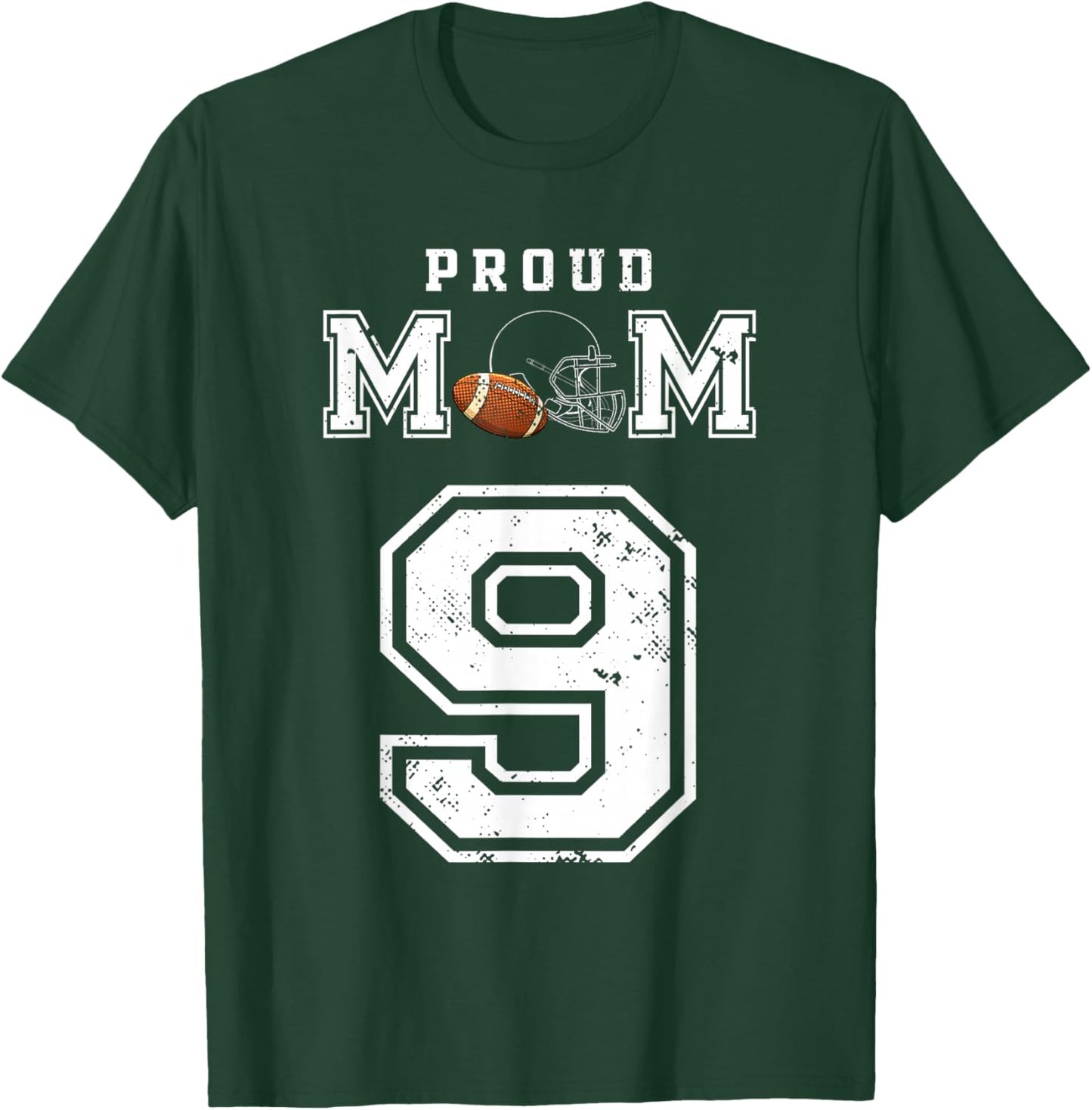 Custom Proud Football Mom Number 9 Personalized T-Shirt - T-Shirt | Forest