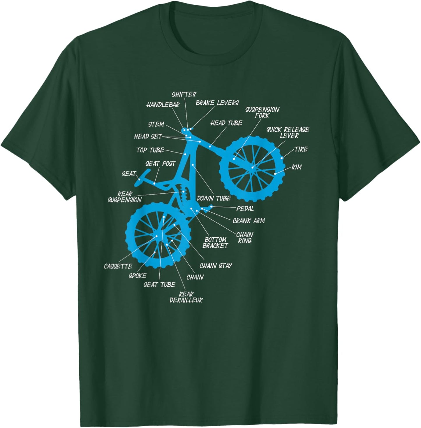 Fully MTB Anatomy - Mountain Bike Parts Cross Cycling T-Shirt - T-Shirt | Forest