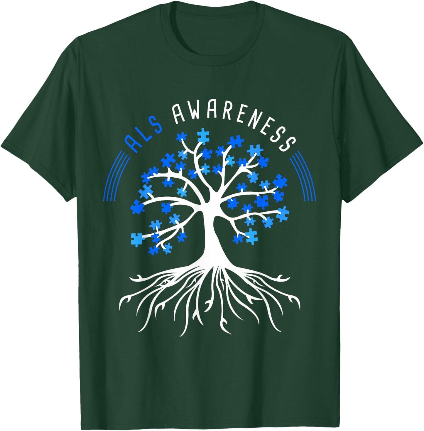 Blue Ribbon ALS Awareness Tree T-Shirt - T-Shirt | Forest