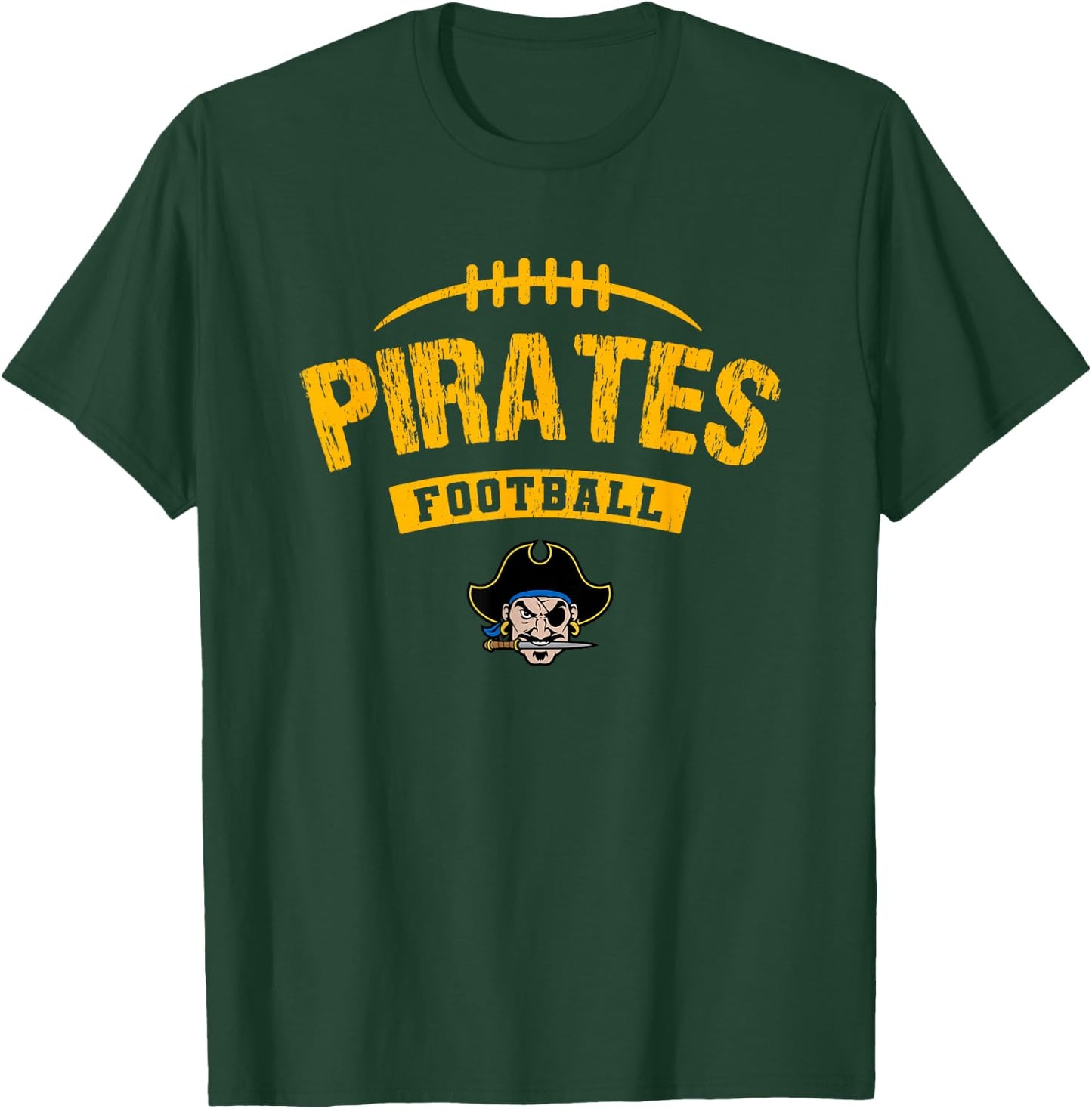 Fernandina Beach Pirates Logo Football Distressed HS T-Shirt - T-Shirt | Forest