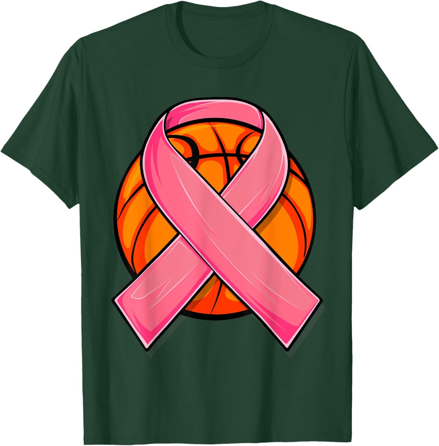 Breast Cancer Awareness Basketball Shirt Pink Cancer Support T-Shirt - T-Shirt | Forest