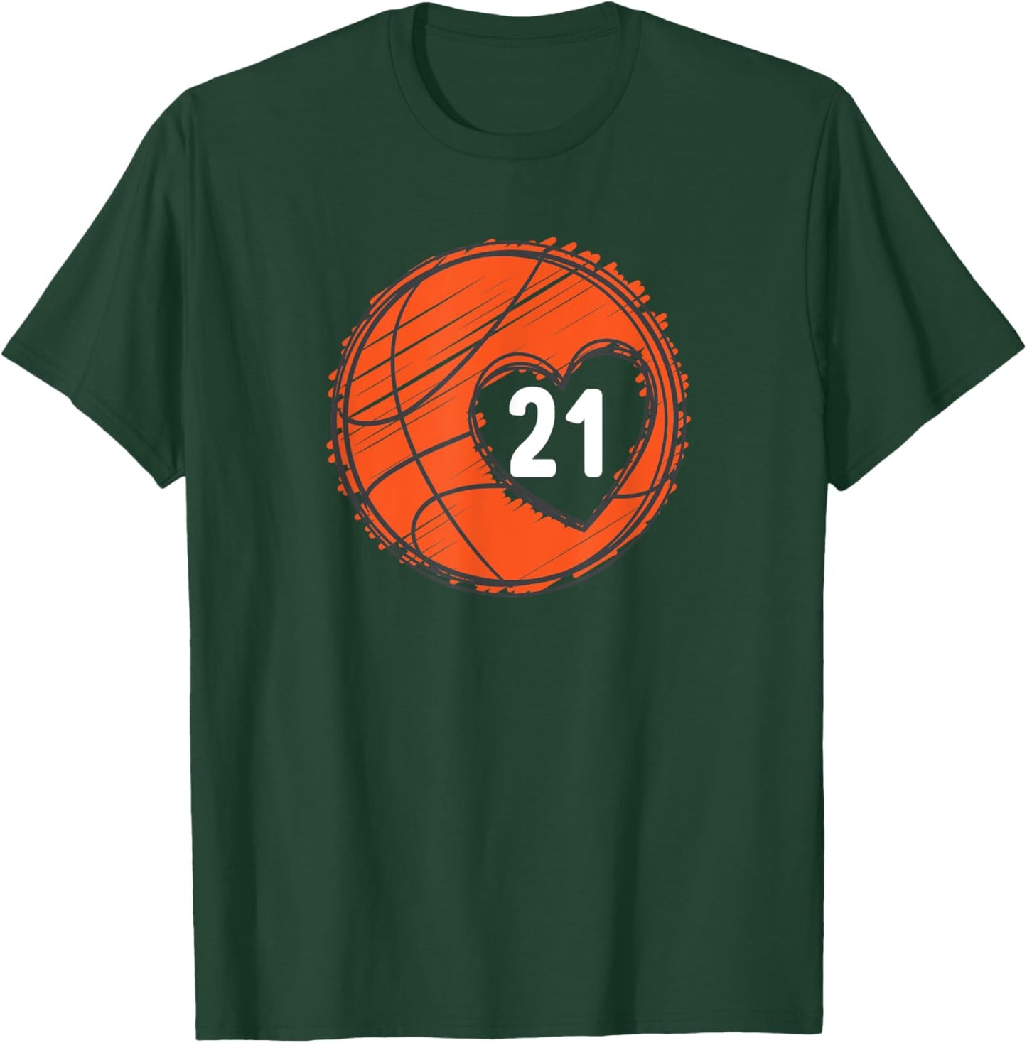 #21 Number 21 - Basketball Graphic Saying Ball Bball Cute T-Shirt - T-Shirt | Forest