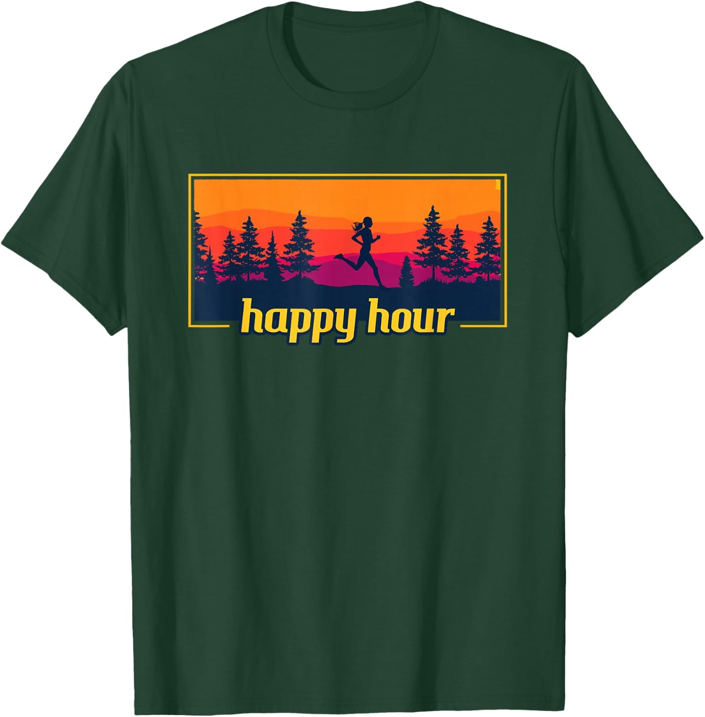 Happy Hour Running Woman Running Runner T-Shirt - T-Shirt | Forest