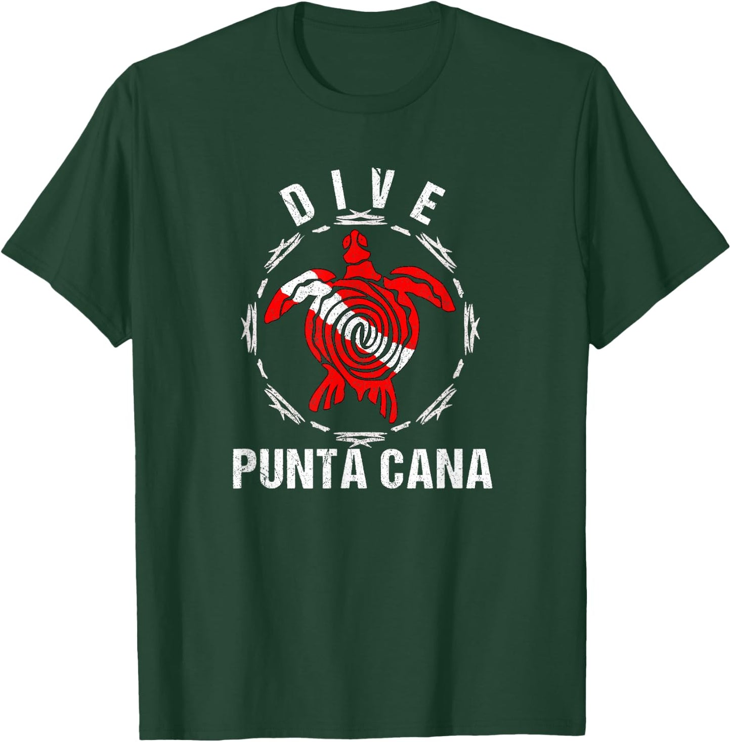 Dive Punta Cana Vintage Tribal Turtle Gift T-Shirt - T-Shirt | Forest