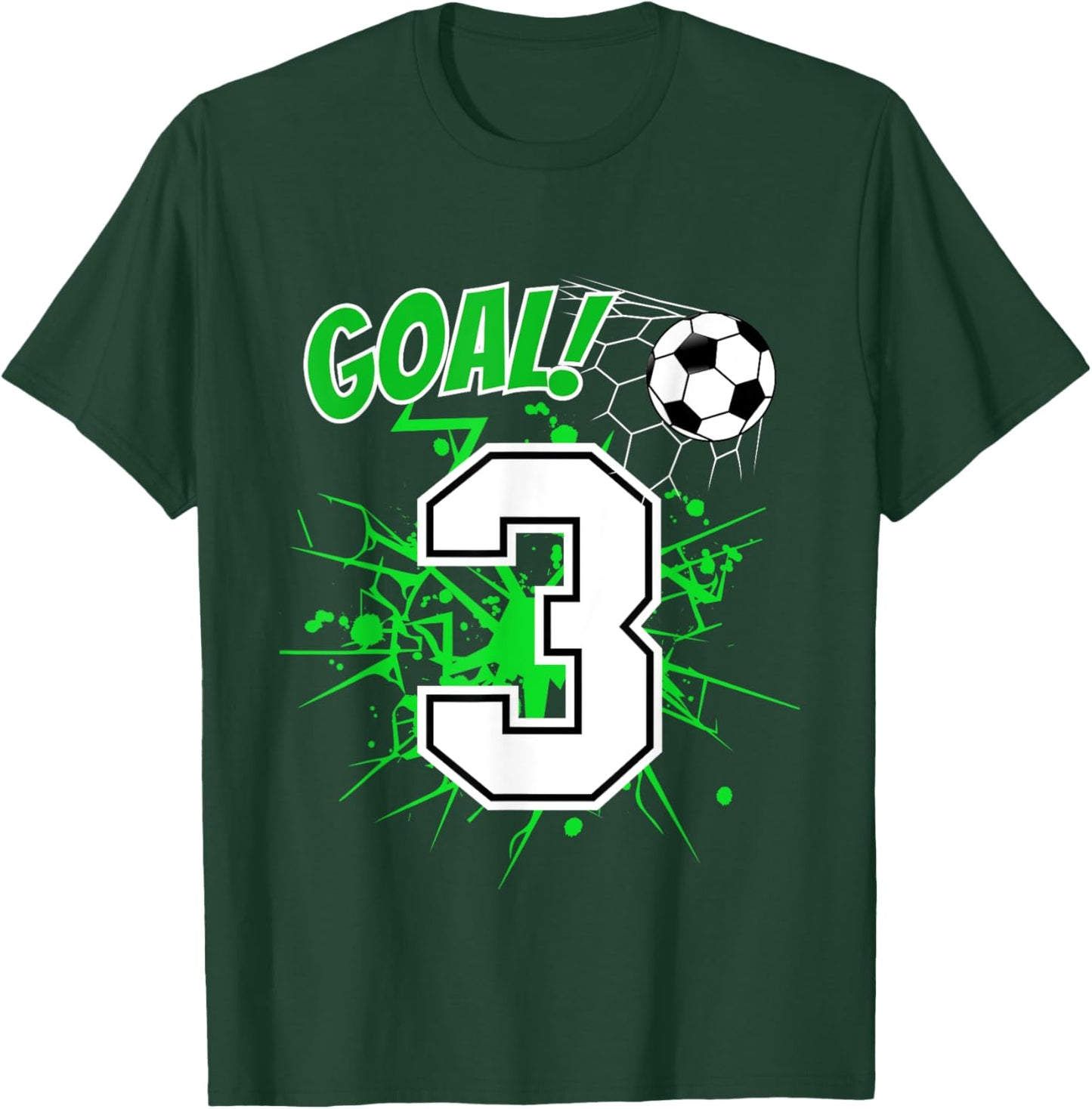 Boy 3 Years Old Kids 3rd Soccer Birthday Ball Theme T-Shirt - T-Shirt | Forest