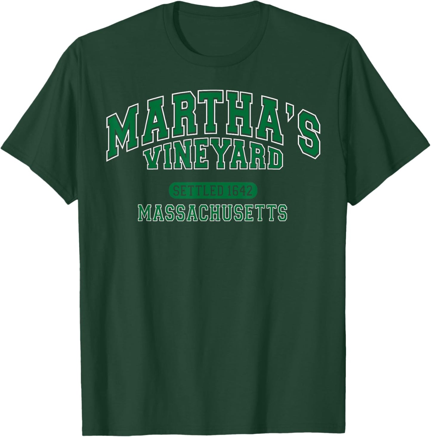 Martha's Vineyard Massachusetts Vintage Sports Green T-Shirt - T-Shirt | Forest