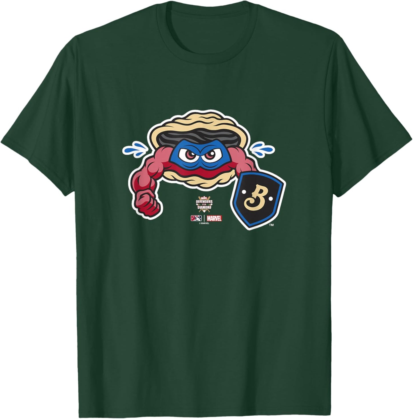 Marvel x MiLB Defenders Of The Diamond Biloxi Shuckers Logo T-Shirt - T-Shirt | Forest