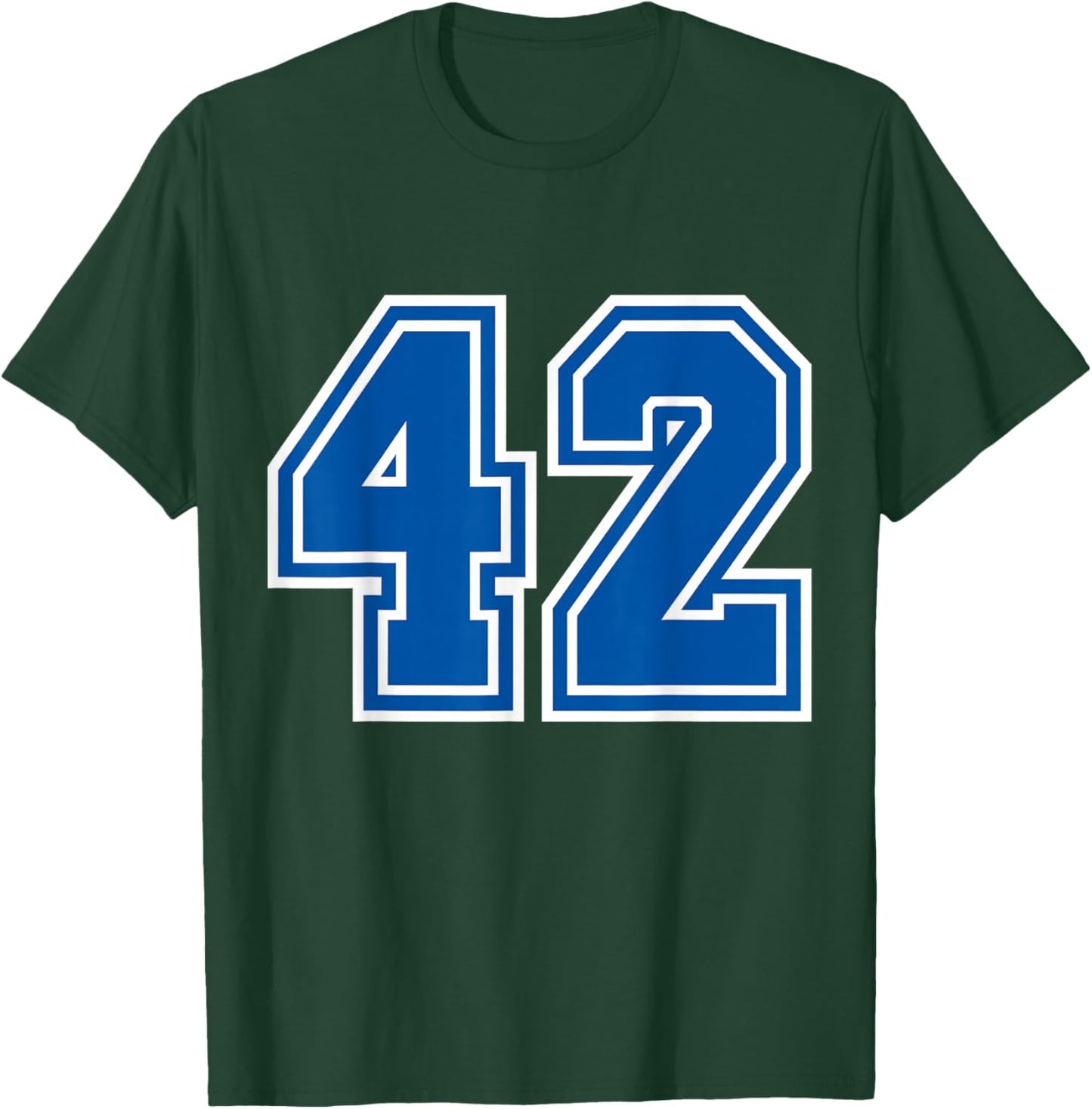Number #42 Blue Sports Team Varsity Number T-Shirt - T-Shirt | Forest