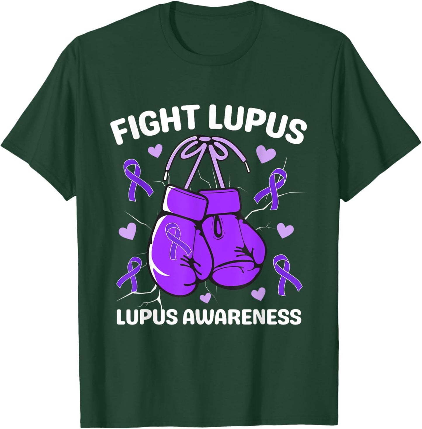 Fight Lupus Purple Awareness Ribbon Lupus Fighter Women Men T-Shirt - T-Shirt | Forest