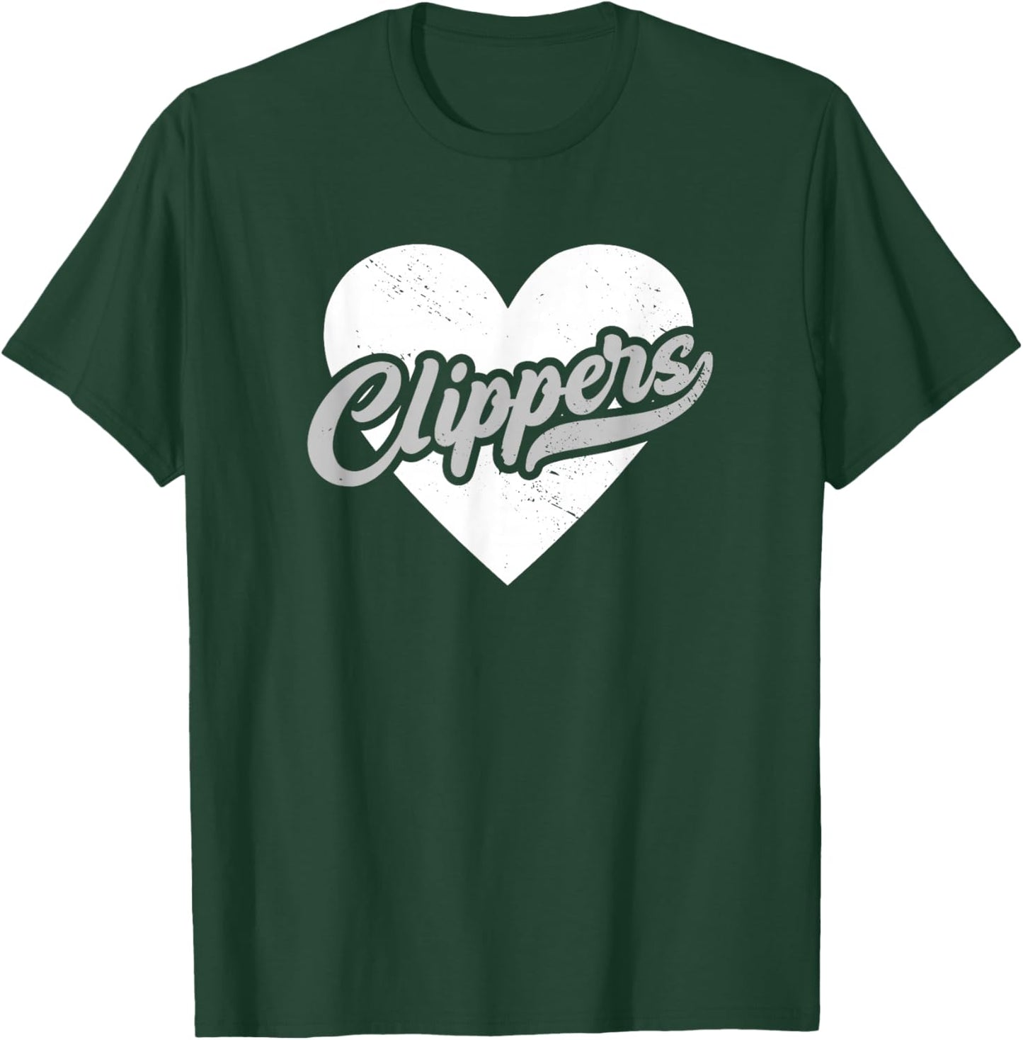 Vintage Clippers High School Go Clippers Pride Heart T-Shirt - T-Shirt | Forest