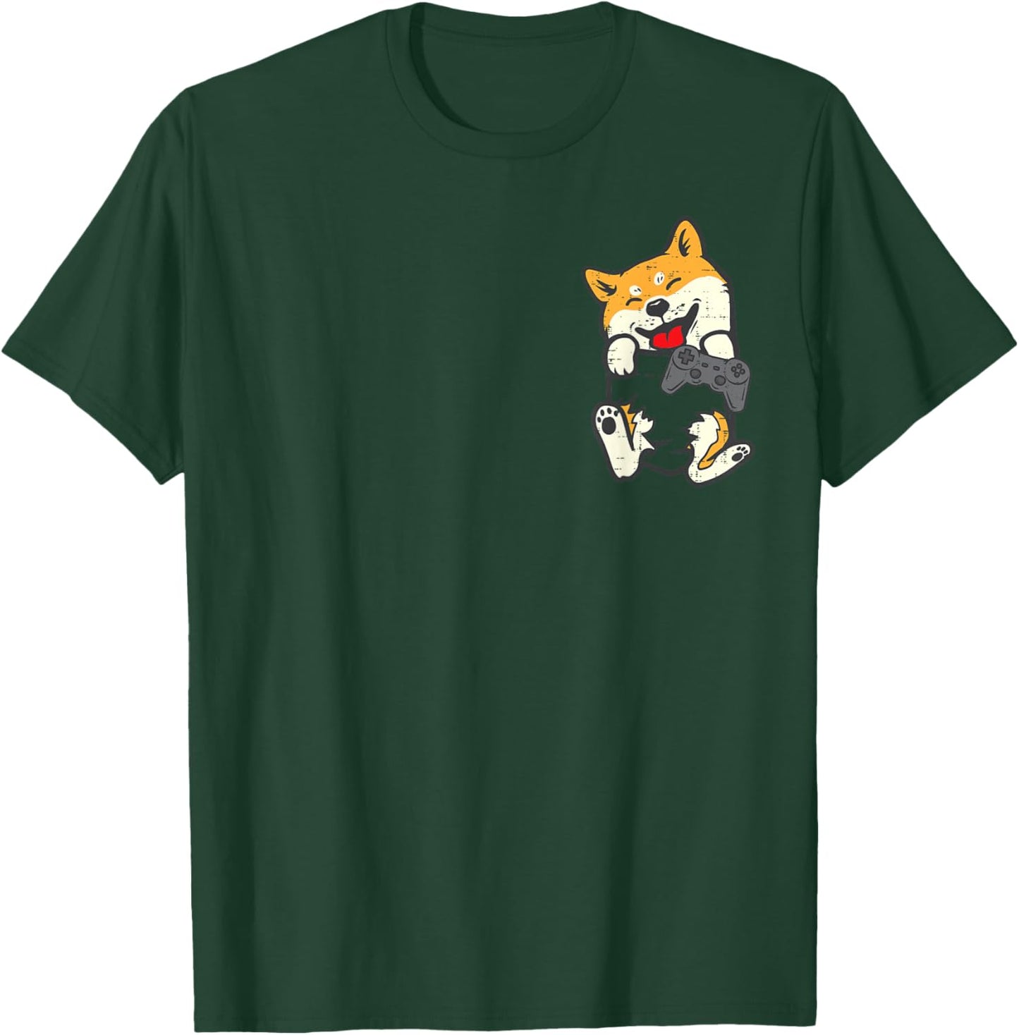 Shiba Inu Dog Gamer Pocket Kawaii Boys Kids Toddler Men Teen T-Shirt - T-Shirt | Forest