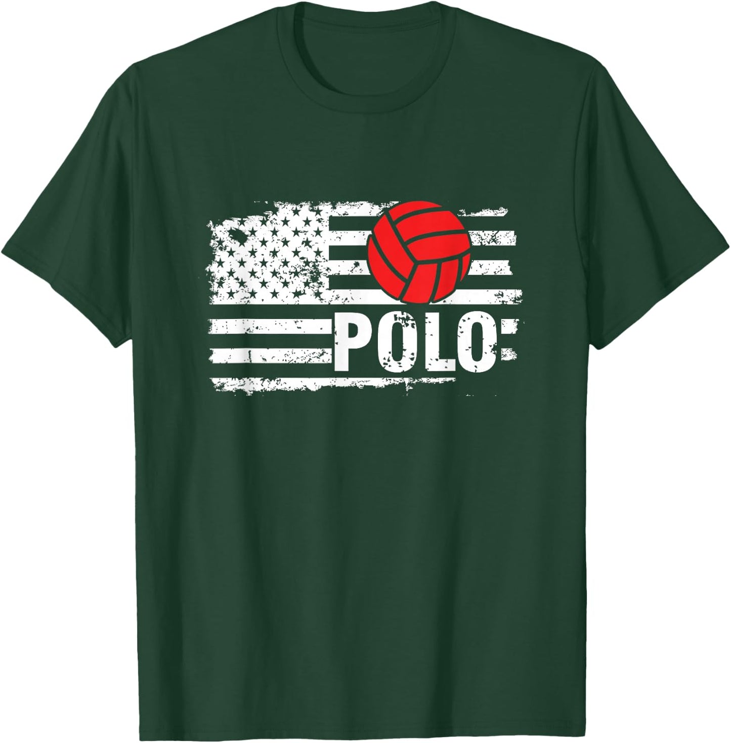 US Flag American Water Polo Swimming Pool Sports T-Shirt - T-Shirt | Forest