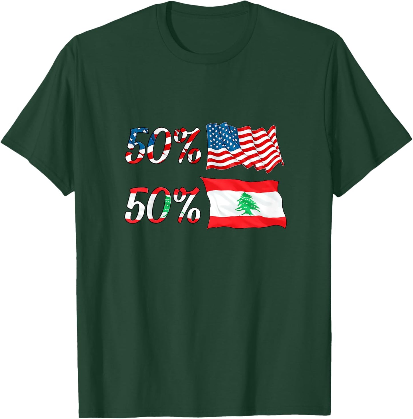 Half American Half Lebanese Baby Lebanon Boy Girl Gift T-Shirt - T-Shirt | Forest