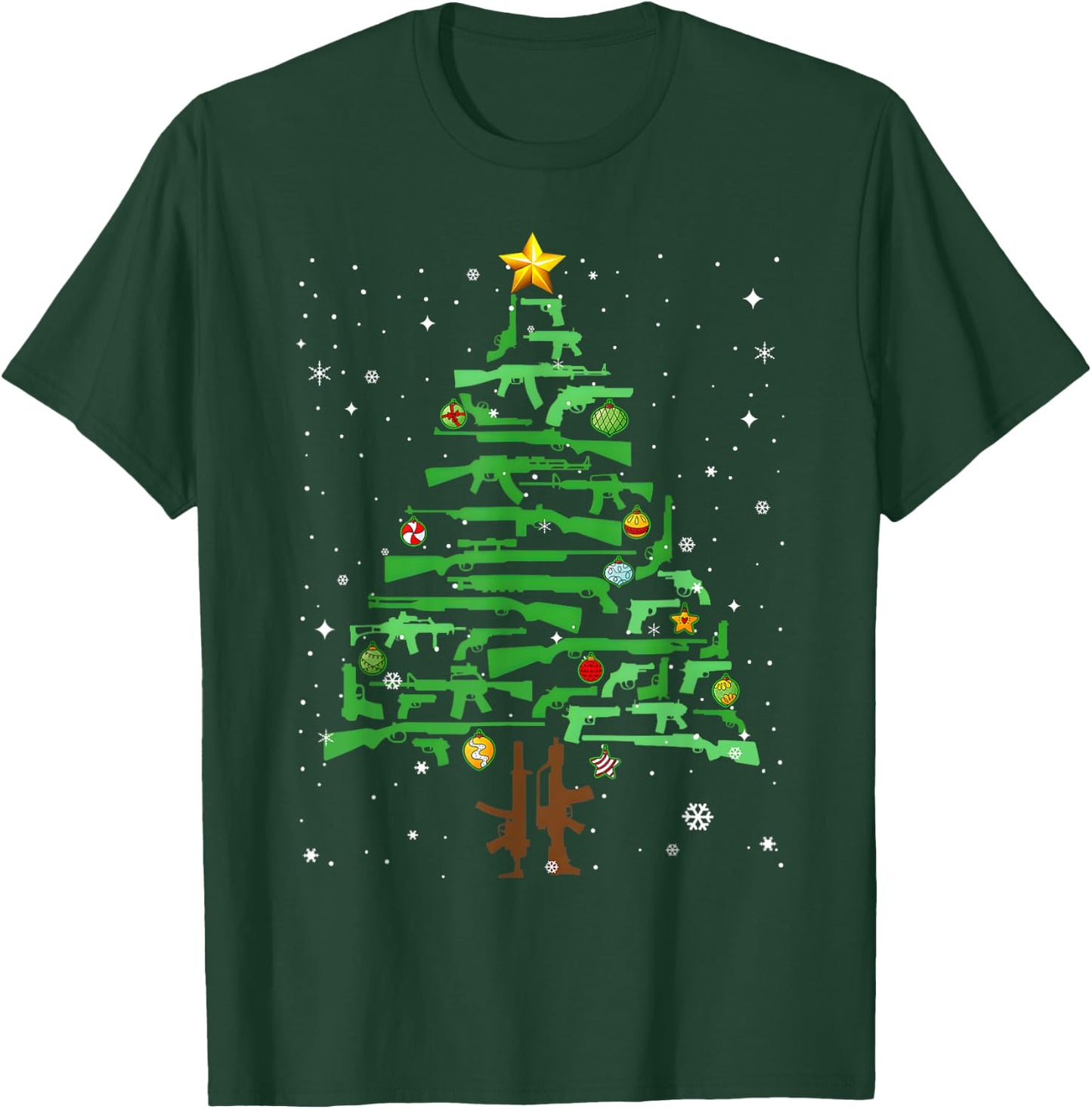Xmas Patriotic 2nd Amendment Gun Christmas Tree T-Shirt - T-Shirt | Forest