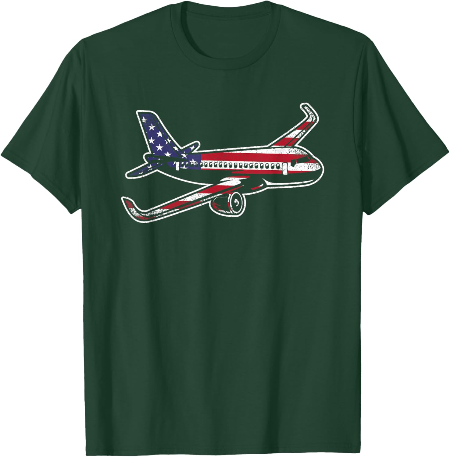 Vintage Fly Planes Airplane American Flag Pilot Aviation T-Shirt - T-Shirt | Forest