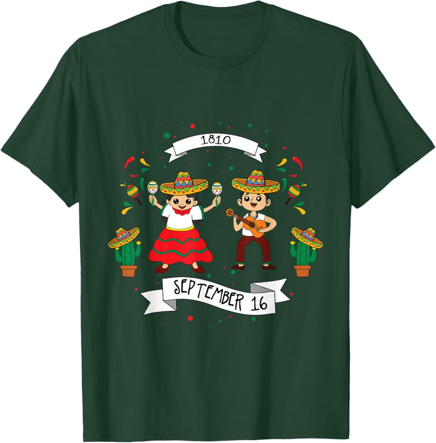 1810 September 16 Mexico Independence Mexican T-Shirt - T-Shirt | Forest