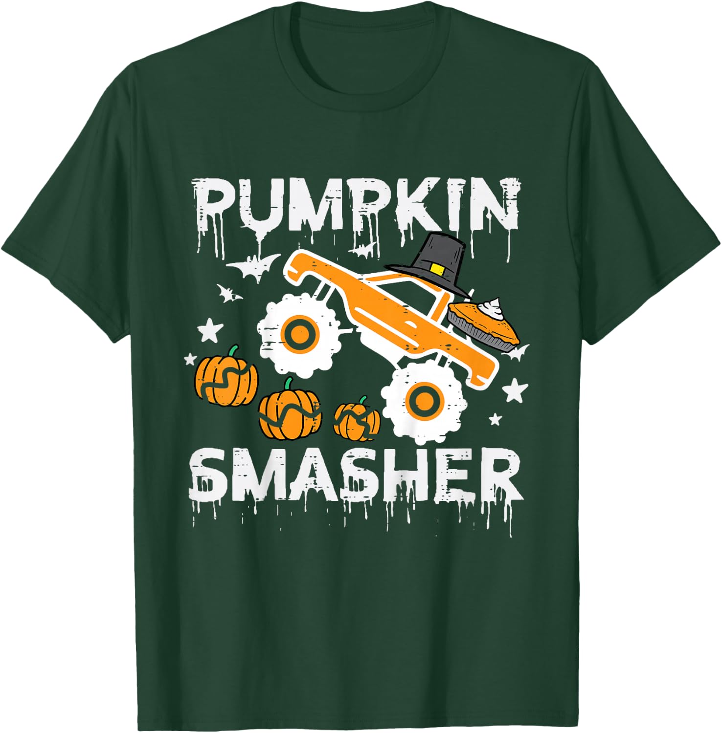 Thanksgiving Monster Truck Pumpkin Smasher Toddler Boys Kids T-Shirt - T-Shirt | Forest