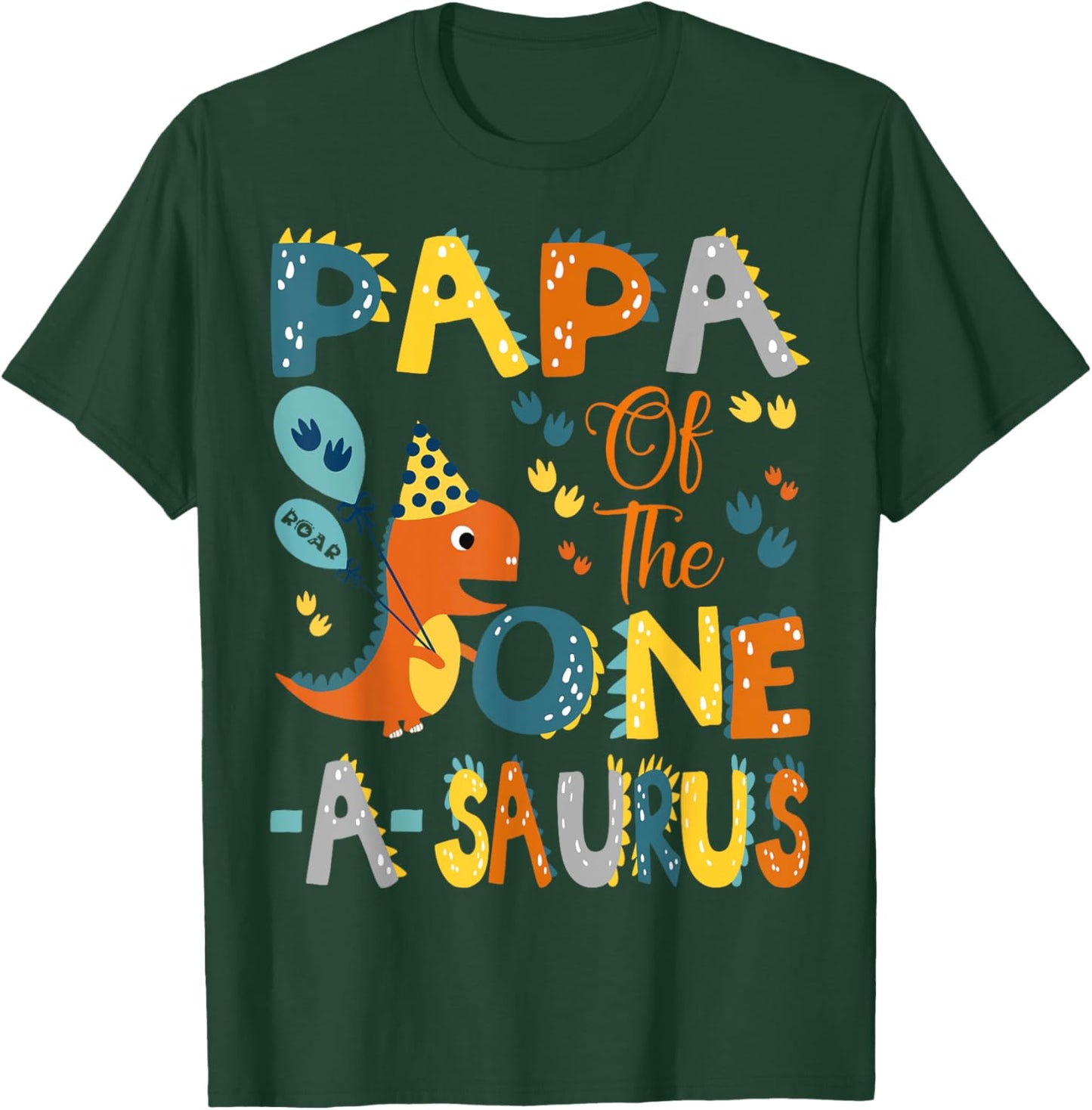 Papa Of The One-A-Saurus 1St Birthday Dinosaur Party T-Shirt - T-Shirt | Forest
