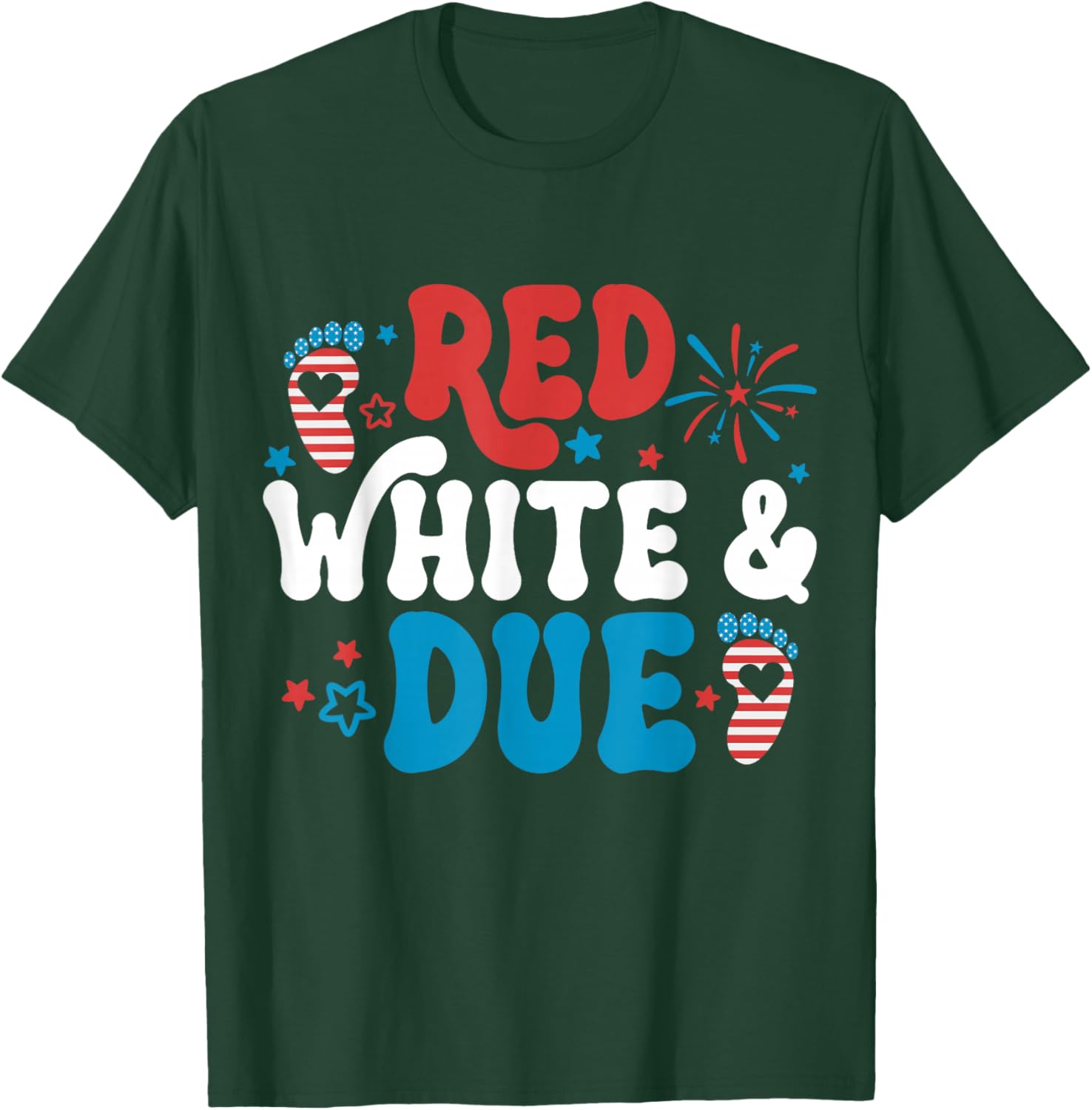 Red White and Due 4th Of July Pregnancy Announcement Women T-Shirt - T-Shirt | Forest